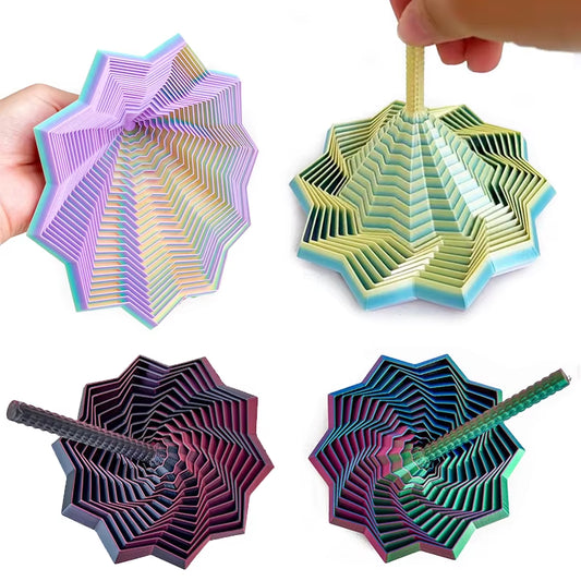 3D Printed Octagonal Fidget Toy Spiral Star Stress Relief Toy Sensory Antistress Geometric Illusion Desktop Ornament Gift