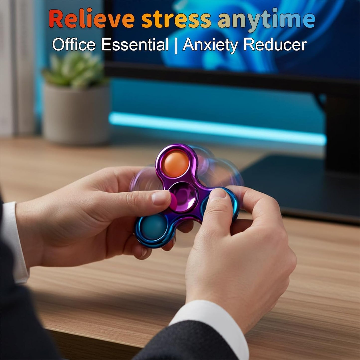 Fidget Toys 3 Pack,Pop Fidget Spinner for Kids & Adults Relieves Stress and Calm Down,Sensory Toys for Kids with Autism ADHD Toys,Valentines Day Gifts