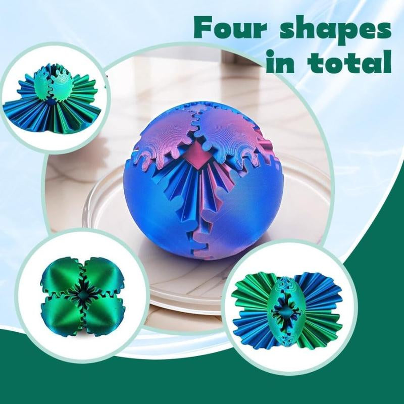 3D Printed Gear Ball Gear Sphere Fidget Toy, 4 Pcs Steampunk Whirling Wonder Fidget Gear Ball Stress Anxiety Relaxing Fidgets Toys for Office and Home Christmas Stocking Stuffers Party Favors Gift