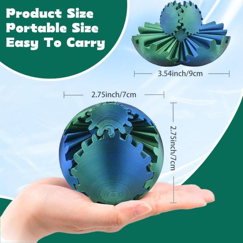 3D Printed Gear Ball Gear Sphere Fidget Toy, 4 Pcs Steampunk Whirling Wonder Fidget Gear Ball Stress Anxiety Relaxing Fidgets Toys for Office and Home Christmas Stocking Stuffers Party Favors Gift