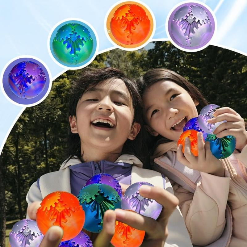 3D Printed Gear Ball Gear Sphere Fidget Toy, 4 Pcs Steampunk Whirling Wonder Fidget Gear Ball Stress Anxiety Relaxing Fidgets Toys for Office and Home Christmas Stocking Stuffers Party Favors Gift