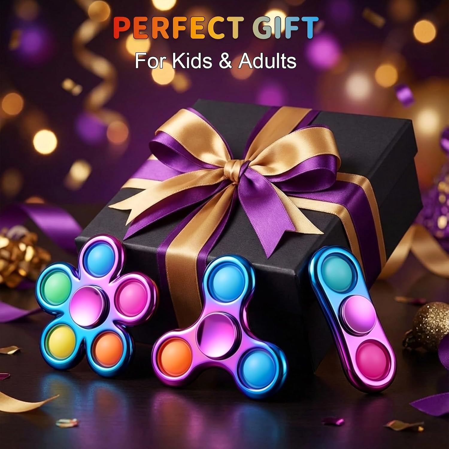 Fidget Toys 3 Pack,Pop Fidget Spinner for Kids & Adults Relieves Stress and Calm Down,Sensory Toys for Kids with Autism ADHD Toys,Valentines Day Gifts