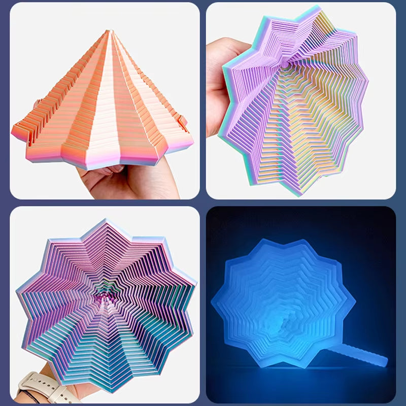 3D Printed Octagonal Fidget Toy Spiral Star Stress Relief Toy Sensory Antistress Geometric Illusion Desktop Ornament Gift