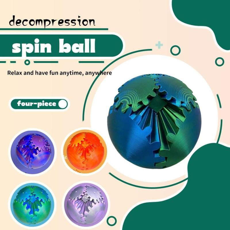 3D Printed Gear Ball Gear Sphere Fidget Toy, 4 Pcs Steampunk Whirling Wonder Fidget Gear Ball Stress Anxiety Relaxing Fidgets Toys for Office and Home Christmas Stocking Stuffers Party Favors Gift